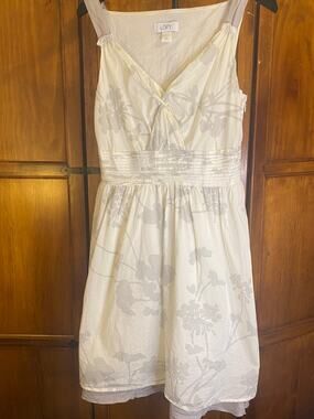 Ann Taylor LOFT Ivory Floral Jacquard Sleeveless Sundress Size 4 Cotton